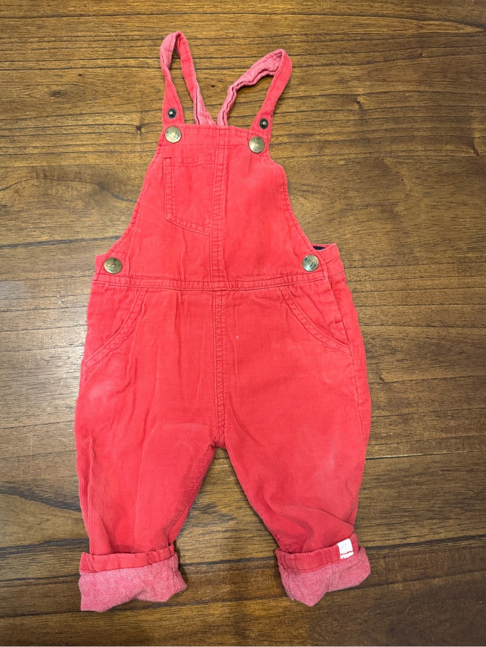 6-12 months Red Corduroy Overalls with Adjustable Straps